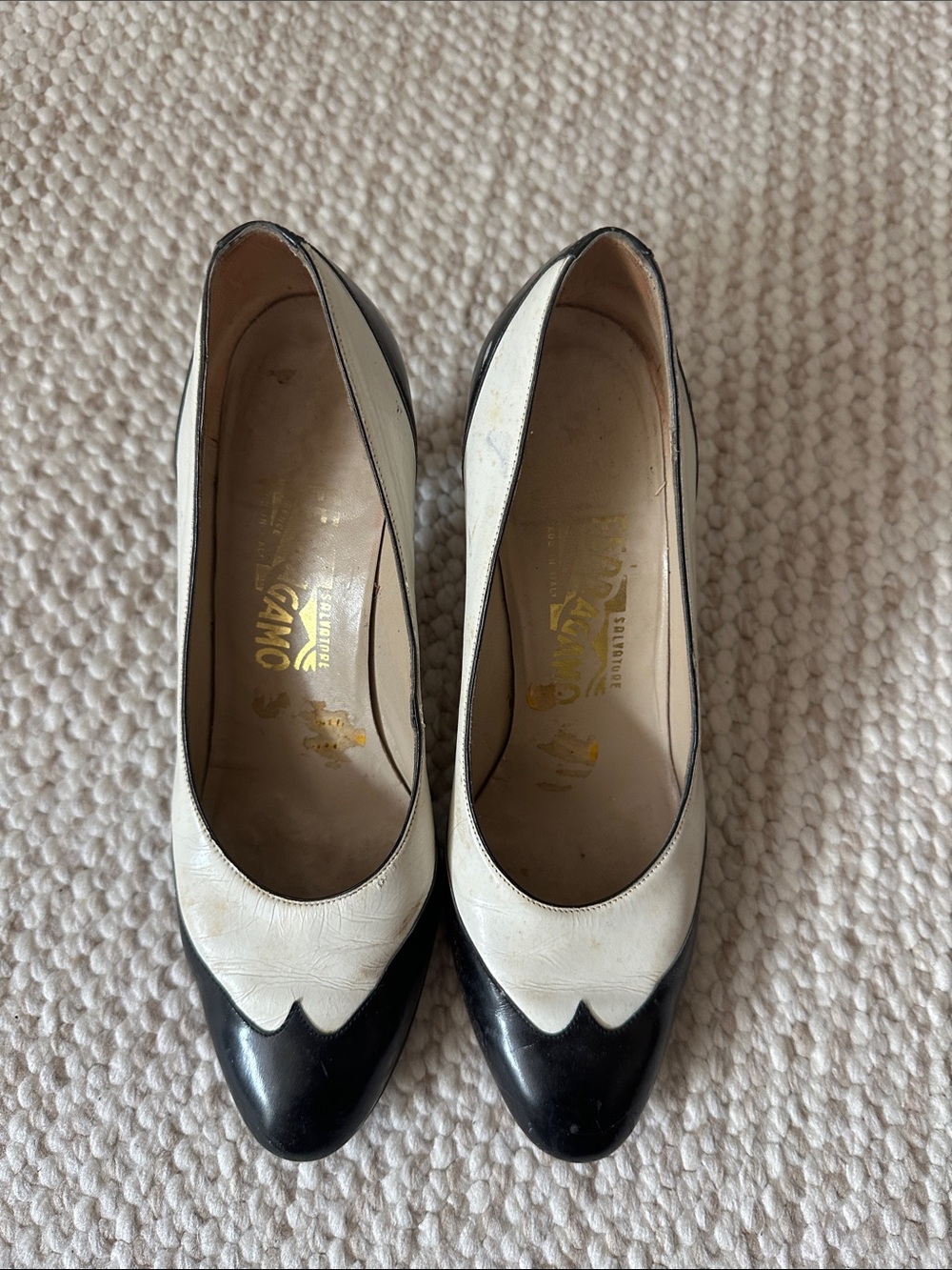 Salvatore Ferragamo Vintage Two-Tone Black and White Women’s Pumps